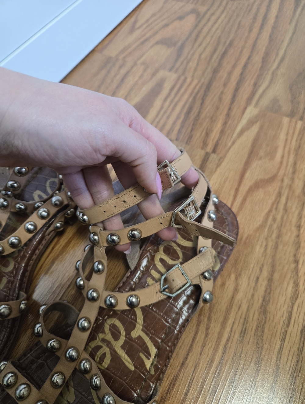 Sam Edelman Tan Studded Gladiator Sandals Women's Size 9 - Picture 2 of 7